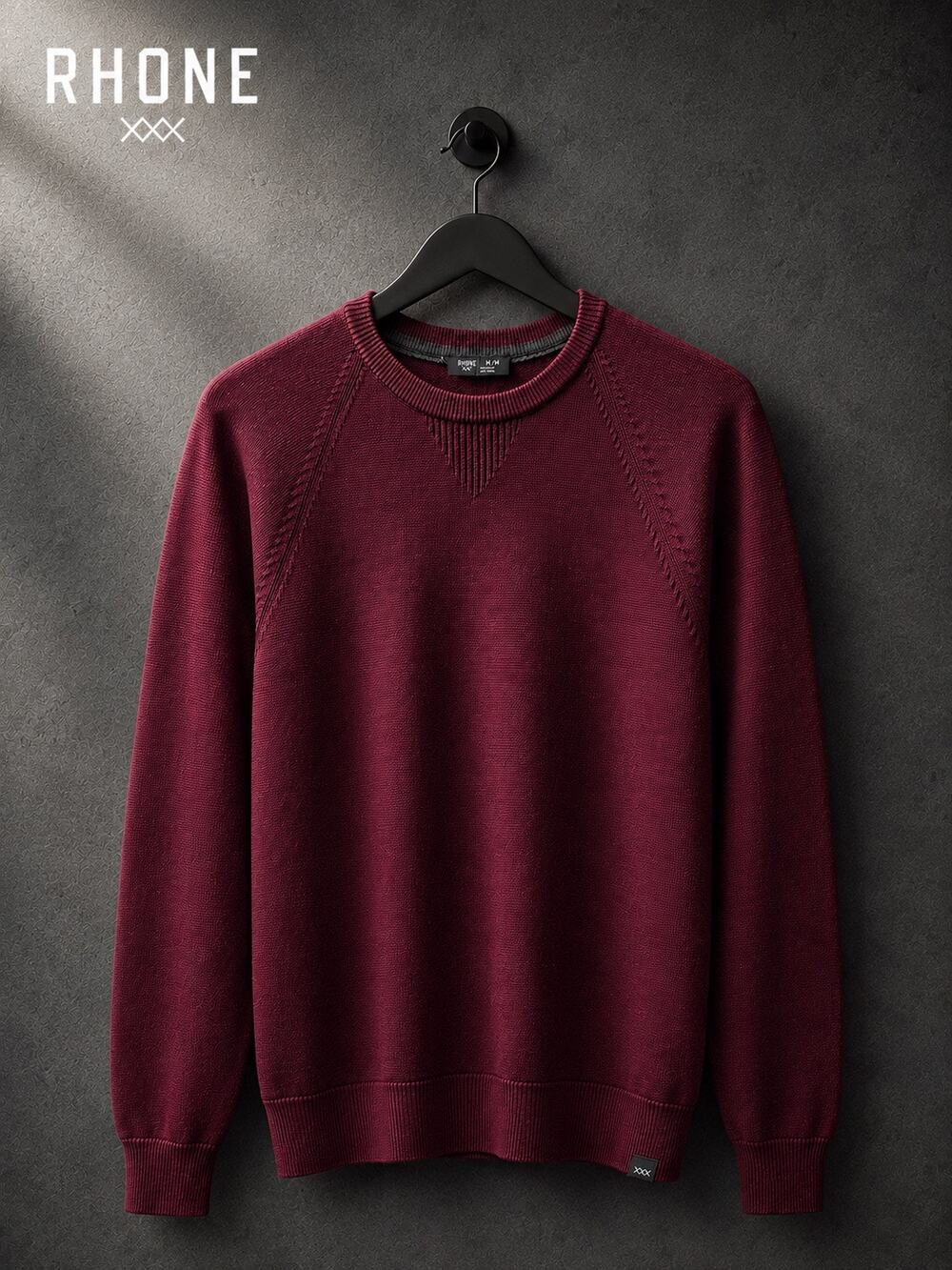 Rhone Dubliner Crewneck Sweater Medium Tawny Port NWT Raglan Cotton Blend